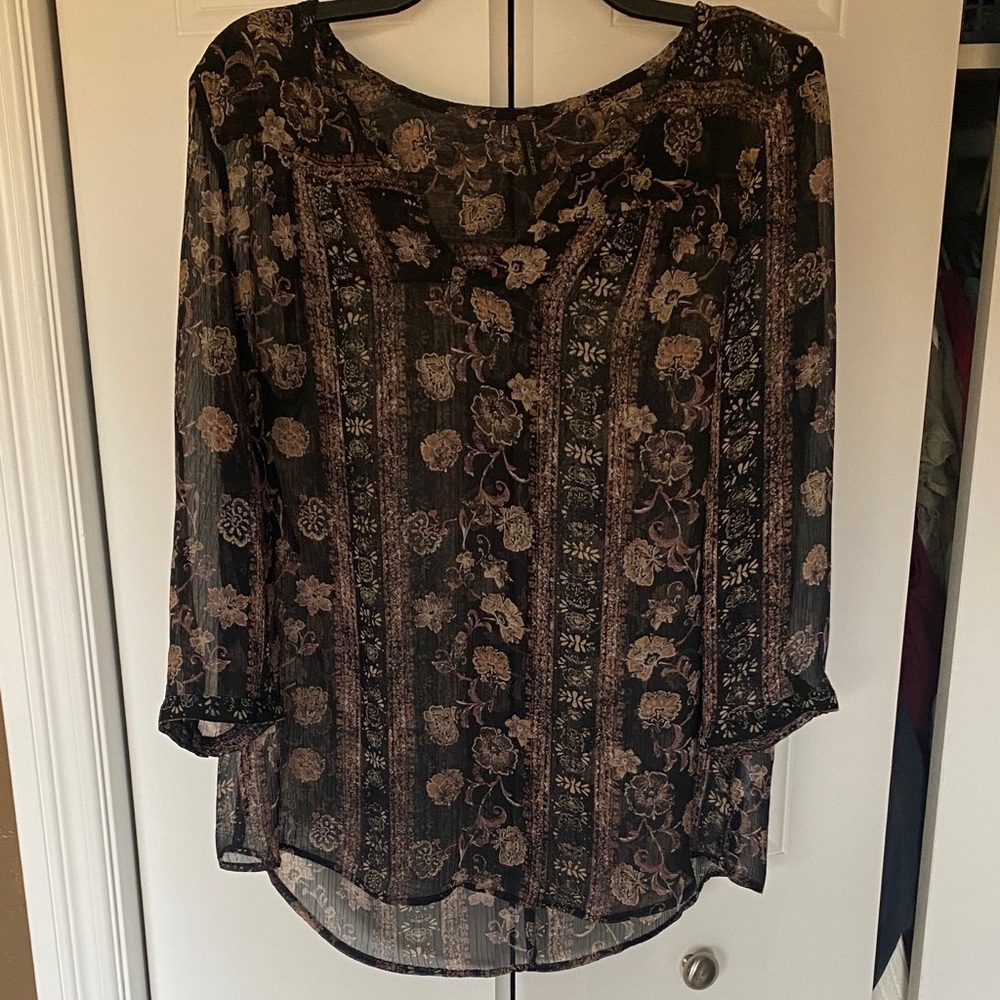 Maurices Black Floral Blouse